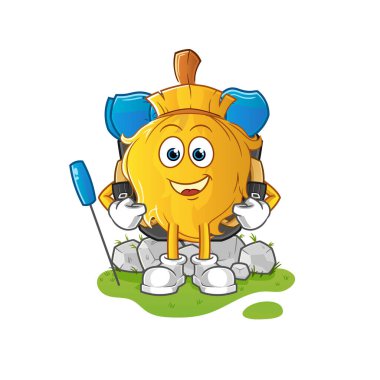 Süpürge kamp maskotu olur. çizgi film vektörü