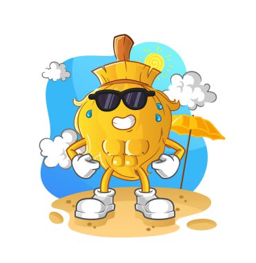 Yazın güneş banyosu. karakter vektörü