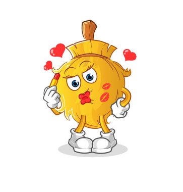 Süpürge makyaj maskotu. çizgi film vektörü