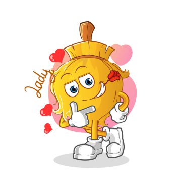 Süpürge flörtü çizimi. karakter vektörü