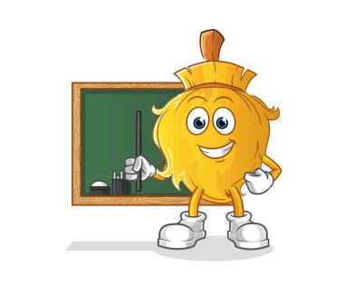 Süpürge öğretmeni vektörü. çizgi film karakteri