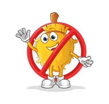 Süpürge maskotuna hayır de. çizgi film vektörü