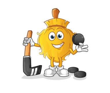 Süpürge hokey oynuyor. çizgi film karakteri