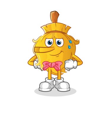 Süpürge Pinokyo karakteri gibi yalan söyler. çizgi film maskotu vektörü