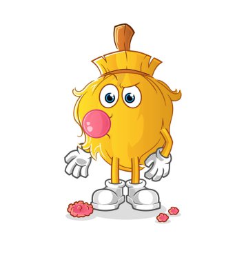 Süpürge sakız çiğneme vektörü. çizgi film karakteri