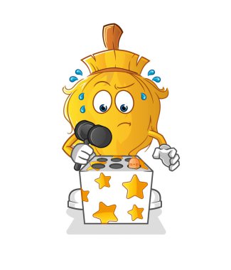 Süpürge oyunu bir köstebek maskotunu hakladı. çizgi film vektörü