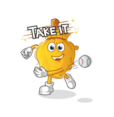 Süpürge fırlatma beyzbol vektörü. çizgi film karakteri