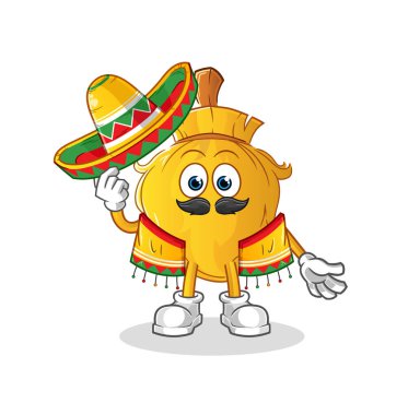 Süpürge Meksika kültürü ve bayrağı. çizgi film maskotu vektörü