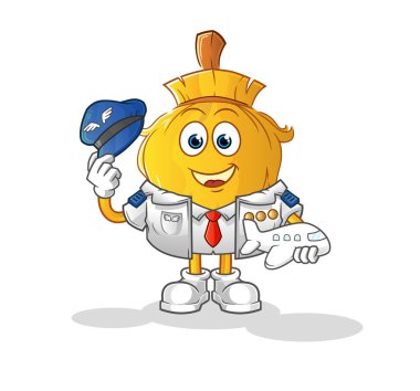 Süpürge pilotu maskotu. çizgi film vektörü