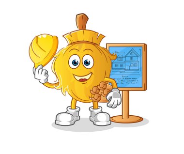 Süpürge Mimarı çizimi. karakter vektörü