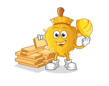 Süpürge üreticisi vektörü. çizgi film karakteri