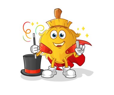 Süpürge sihirbazı illüstrasyonu. karakter vektörü