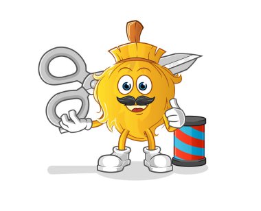 Süpürge berberi çizgi filmi. çizgi film maskotu vektörü