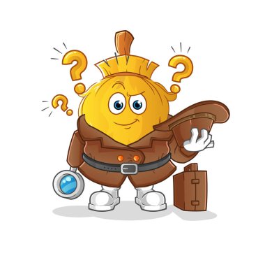 Süpürge dedektif vektörü. çizgi film karakteri