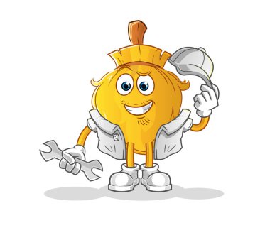 Süpürge mekanik çizgi filmi. çizgi film maskotu vektörü