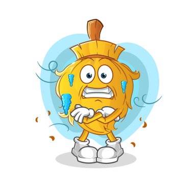 Süpürge soğuk illüstrasyon. karakter vektörü