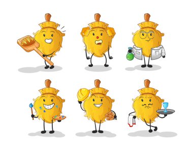 Süpürge mesleği karakter belirler. çizgi film maskotu vektörü