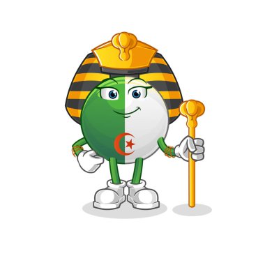 Cezayir bayrağı Antik Mısır çizgi filmi. çizgi film maskotu vektörü