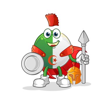 Cezayir bayrağı Spartalı karakteri. çizgi film maskotu vektörü