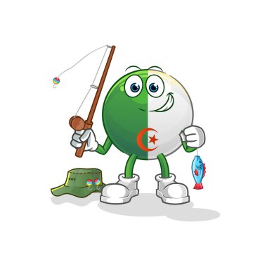 Cezayir bayrak balıkçısı illüstrasyonu. karakter vektörü