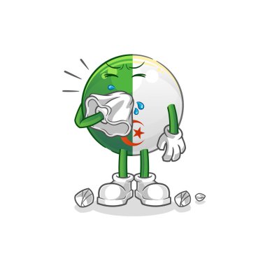 Cezayir bayrağı sümküren burunlu karakter. çizgi film maskotu vektörü