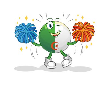 Cezayir bayrağı amigo kız çizgi filmi. çizgi film maskotu vektörü