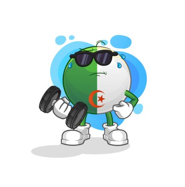 Cezayir bayrağı dambıl taşıyıcısı. çizgi film karakteri