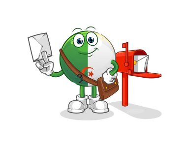 Cezayir bayrağı postacı vektörü. çizgi film karakteri