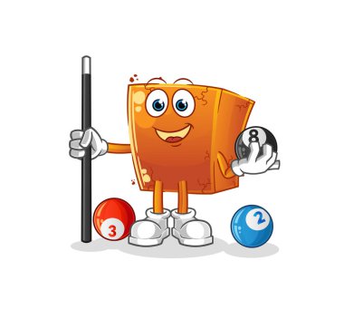 Brick bilardo oynuyor. çizgi film maskotu vektörü