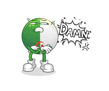 algerian flag very pissed off illustration. character vector