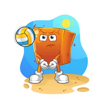 Tuğla oyunu voleybol maskotu. çizgi film vektörü