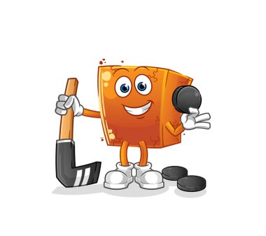 Brick hokey oynuyor. çizgi film karakteri