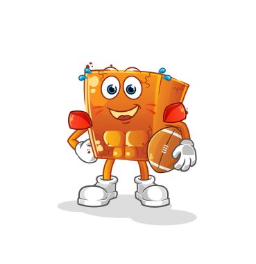 Brick ragbi oynuyor. çizgi film maskotu vektörü