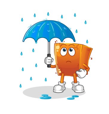 Tuğla şemsiye tutuyor. karakter vektörü