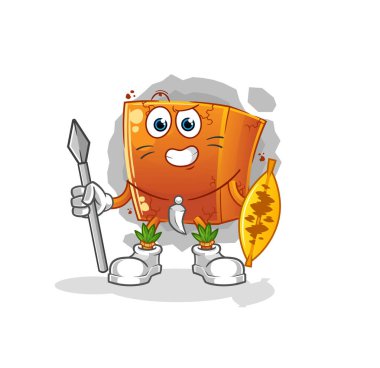 Tuğla Afrika kabilesinin savaşçı maskotu. çizgi film vektörü