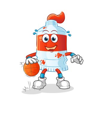 suluboya tüp basketbol karakteri. çizgi film maskotu vektörü