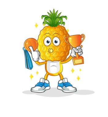 Trophie 'li ananas kafalı çizgi film galibi. çizgi film karakteri