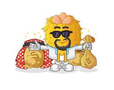 Kuş yuvası zengini Arap maskotu. çizgi film vektörü