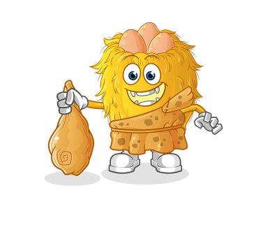 Antik kuş yuvası çizgi filmi. çizgi film maskotu vektörü