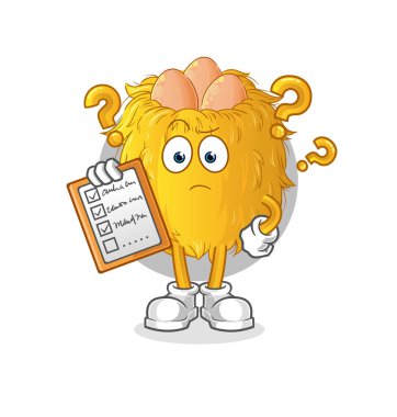 Kuş yuvası çizelgesi vektörü. çizgi film karakteri