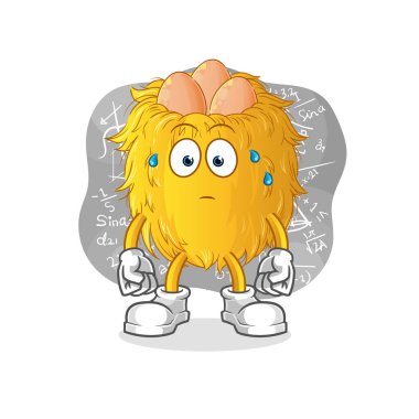 Kuş yuvası sert vektör düşünüyor. çizgi film karakteri