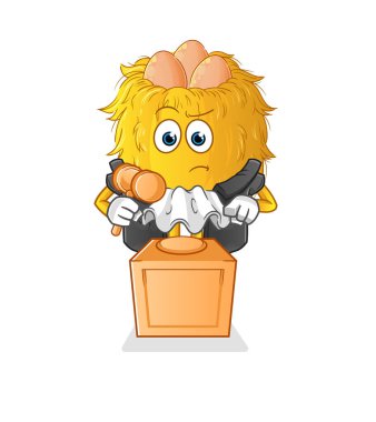 Kuş yuvası yargıcı tokmağı tutuyor. karakter vektörü