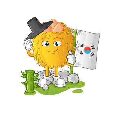 Kuş yuvası Koreli karakteri. çizgi film maskotu vektörü