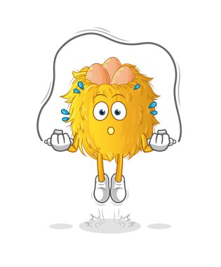 Kuş yuvası ip atlama egzersizi. karakter vektörü