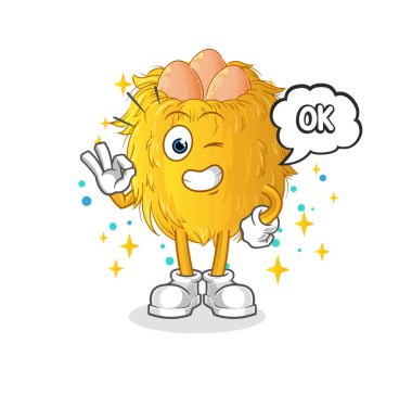 Kuş yuvası kabul ediyor. çizgi film vektörü