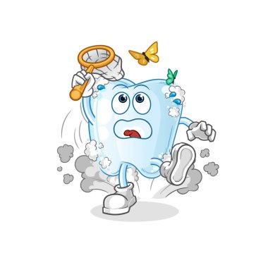 Köpüklü diş kelebek resmi yakalar. karakter vektörü