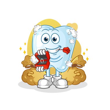 Köpüklü diş, yüzüklü teklif. çizgi film maskotu vektörü