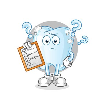 Köpük takvim listesi vektörü olan diş. çizgi film karakteri