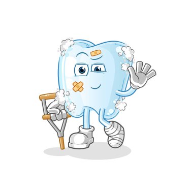 Köpüklü diş ve topallama sopası. çizgi film maskotu vektörü