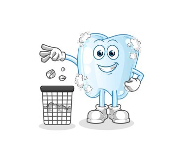 Köpüklü diş Çöp maskotu at. çizgi film vektörü